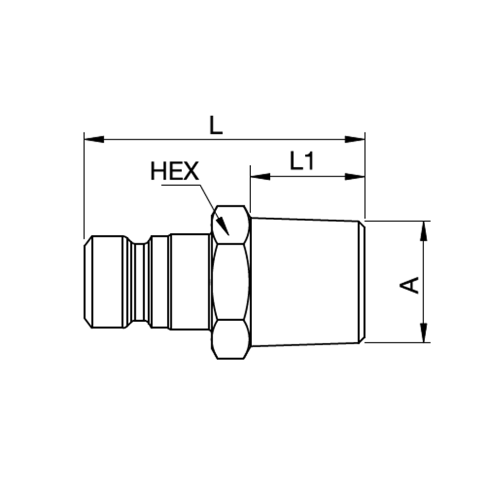 Serie 1800 - Double Shut-Off Han Lynkobling (med ventil) - Han Gevind - Messing