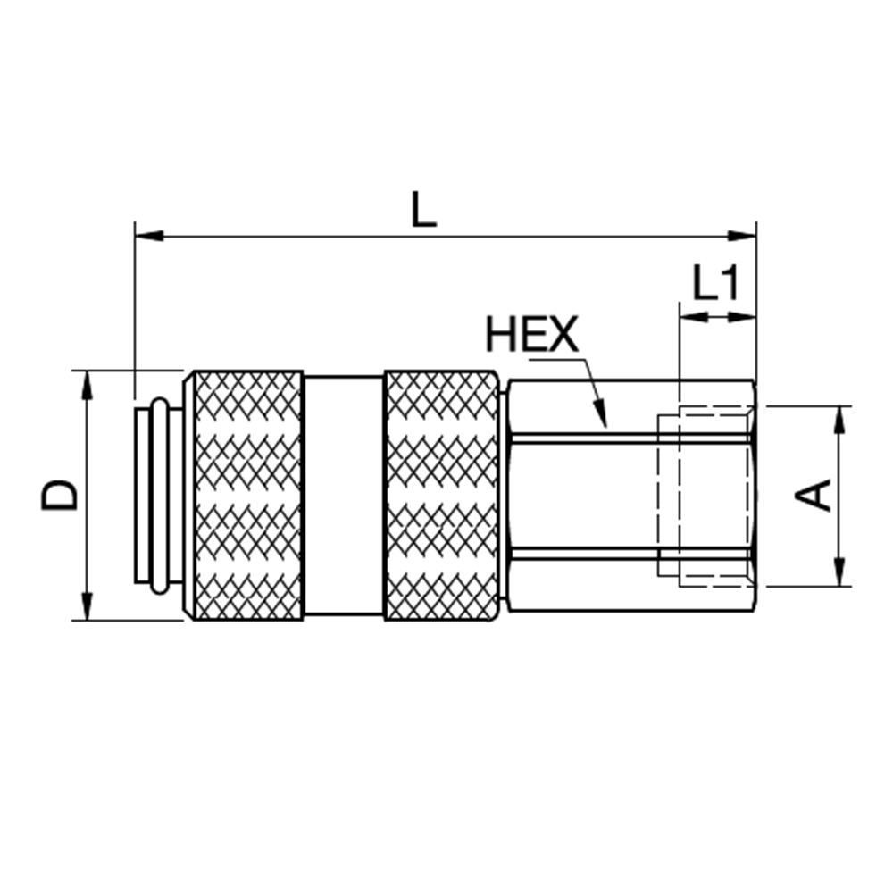 Serie 19 - Single Shut-Off Hun Lynkobling (med ventil) - Hun Gevind - Messing