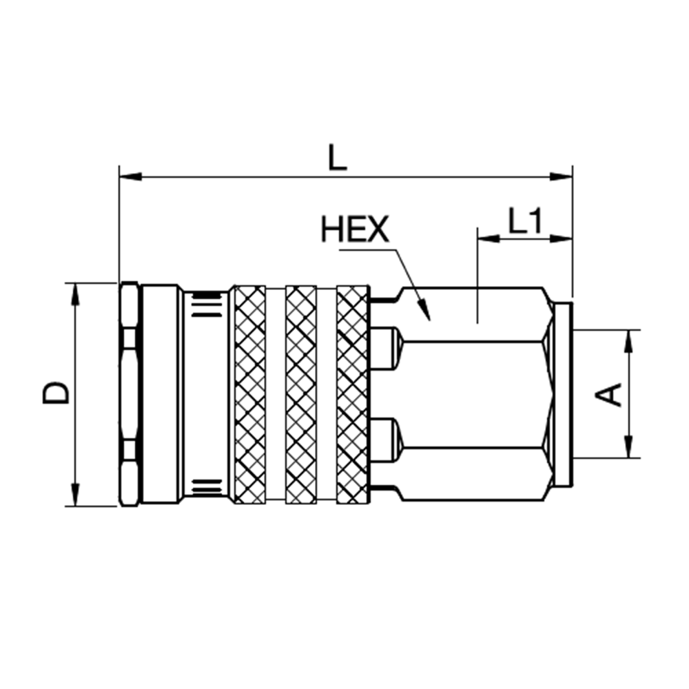 Serie 1900 - Double Shut-Off Hun Lynkobling (med ventil) - Hun Gevind - Messing