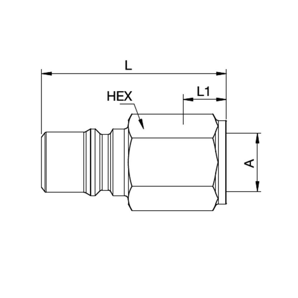 Serie 1900 - Double Shut-Off Han Lynkobling (med ventil) - Hun Gevind - Messing