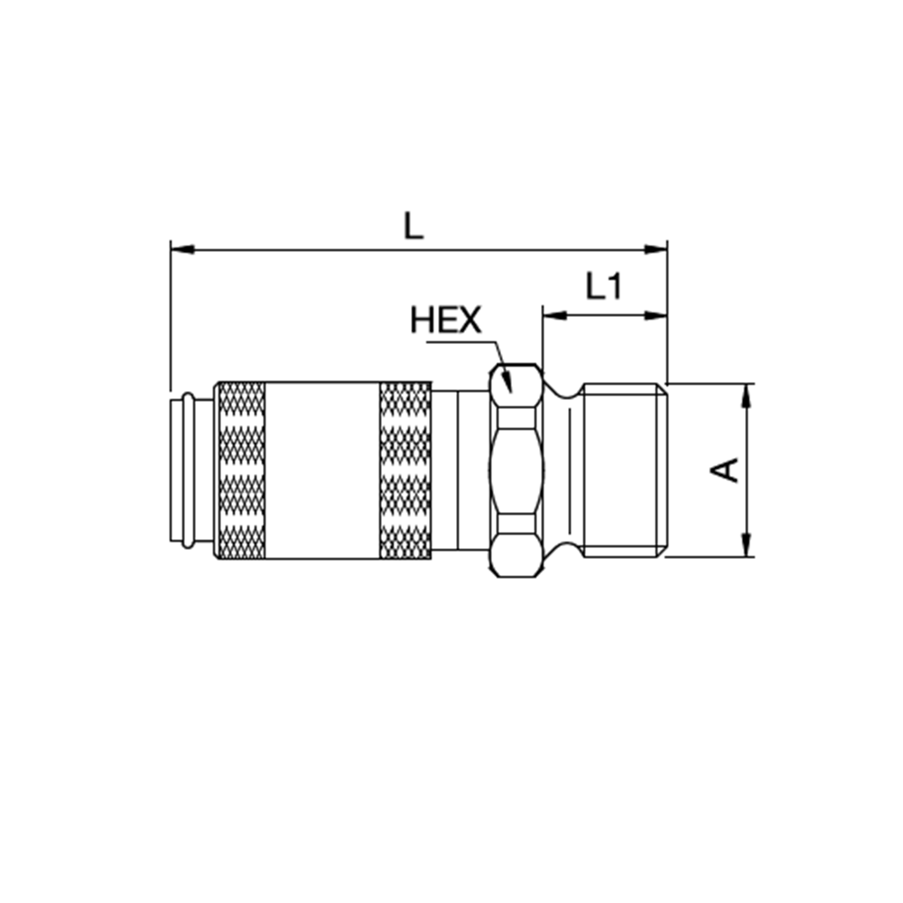 Serie 20 - Single Shut-Off Hun Lynkobling (med ventil) - Han Gevind - Messing