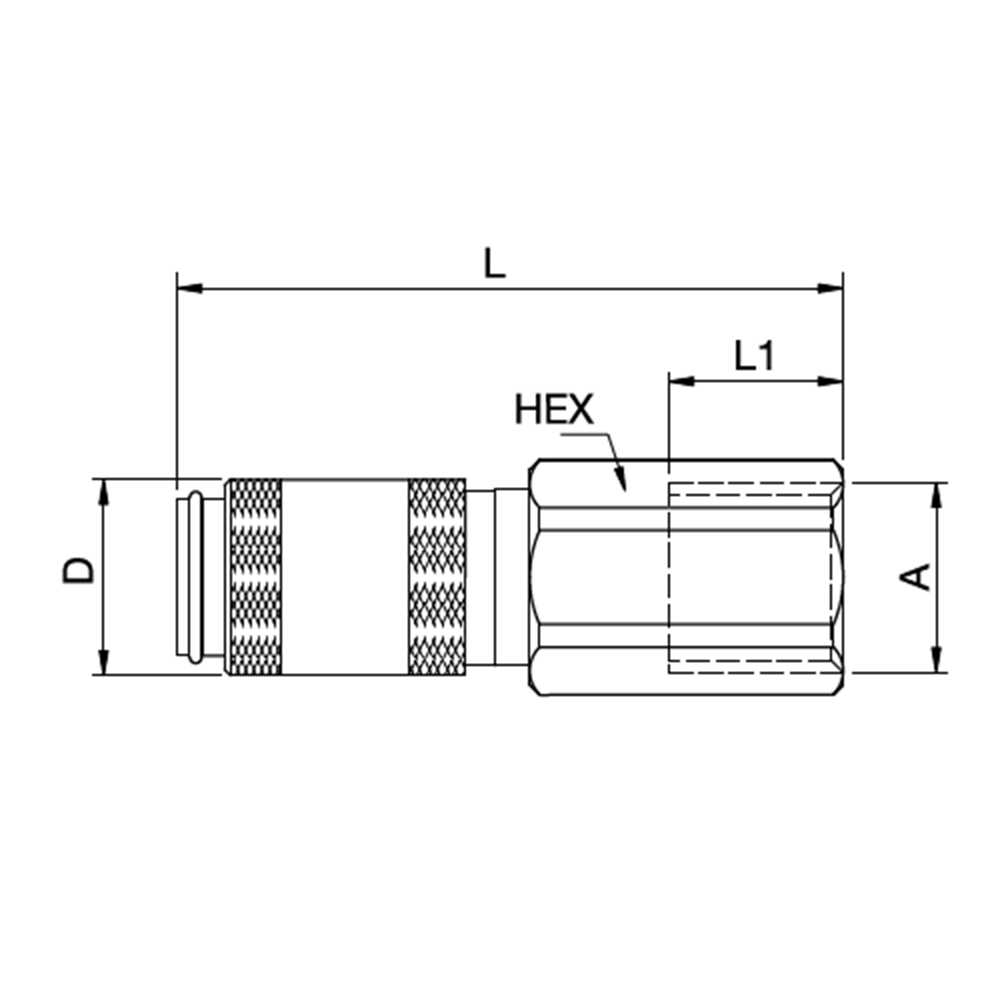 Serie 20 - Single Shut-Off Hun Lynkobling (med ventil) - Hun Gevind - Messing