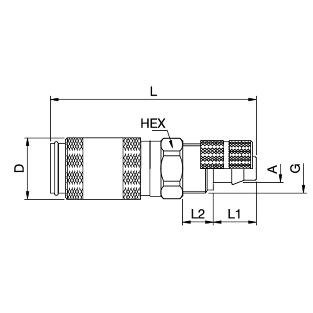 Serie 20 - Single Shut-Off Hun Lynkobling (med ventil) - Med Plastikslange samling - Messing