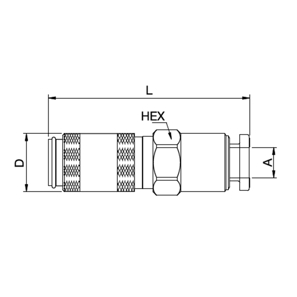 Serie 20 - Single Shut-Off Hun Lynkobling (med ventil) - Push-In - Messing