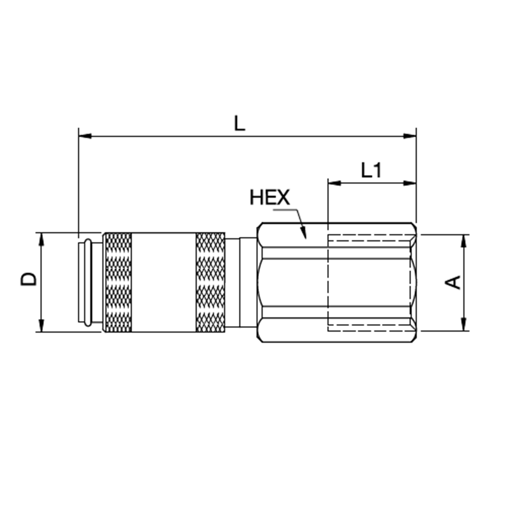 Serie 20 - Double Shut-Off Hun Lynkobling (med ventil) - Hun Gevind - Messing