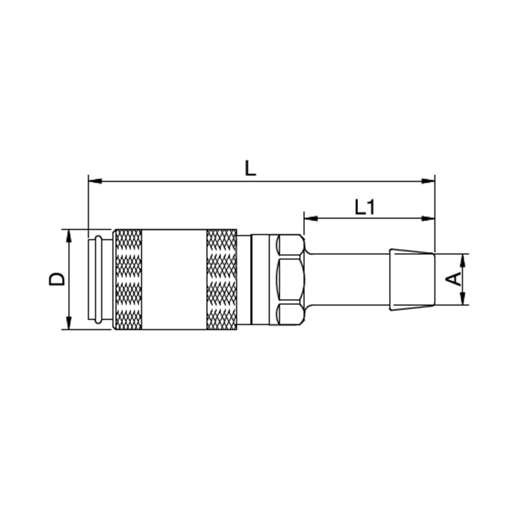 Serie 20 - Double Shut-Off Hun Lynkobling (med ventil) - Slangestuds - Messing