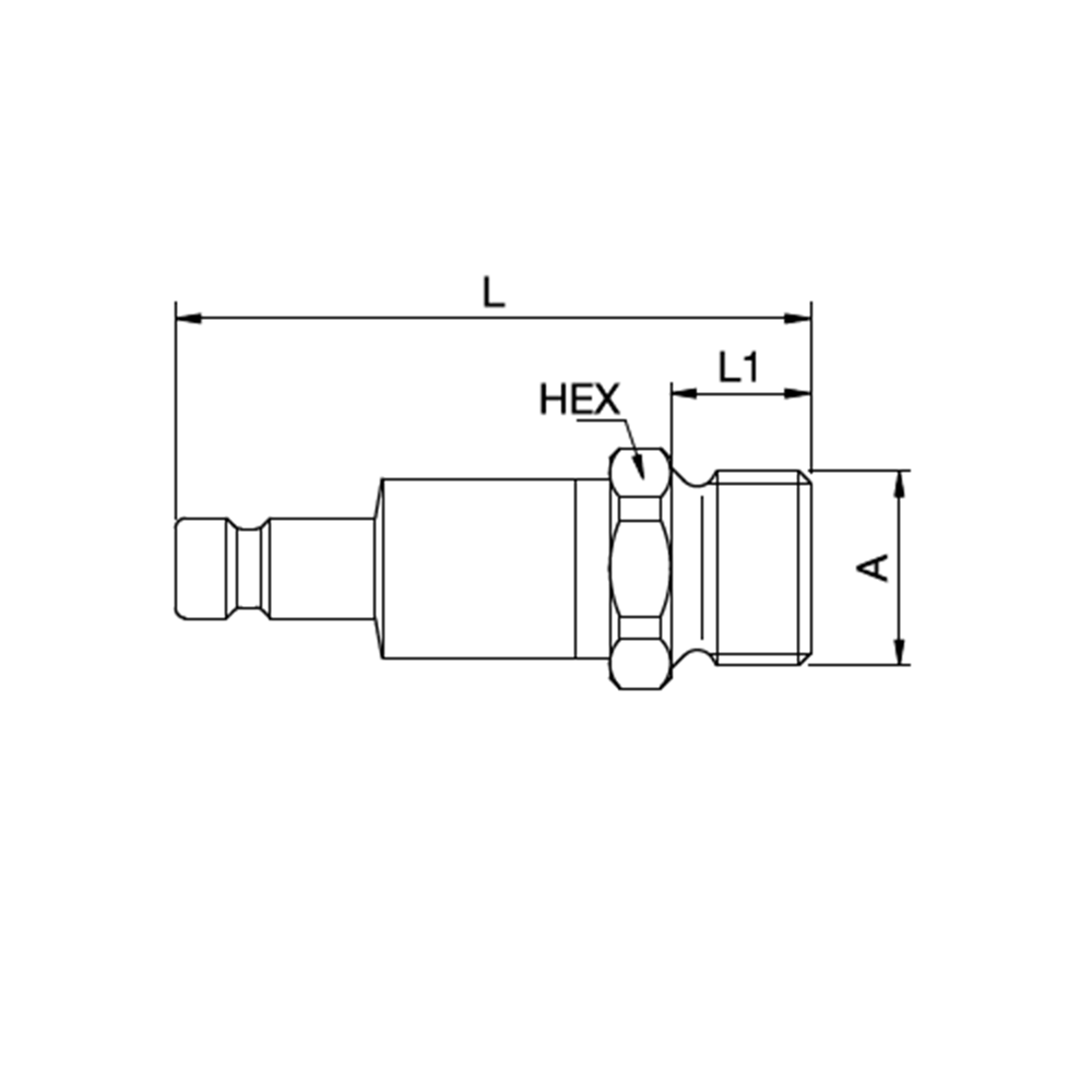 Serie 20 - Double Shut-Off Han Lynkobling (med ventil) - Han Gevind - Messing