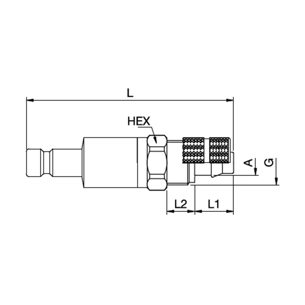 Serie 20 - Double Shut-Off Han Lynkobling (med ventil) - Med Plastikslange samling - Messing