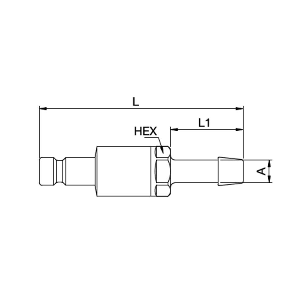 Serie 20 - Double Shut-Off Han Lynkobling (med ventil) - Slangestuds - Messing