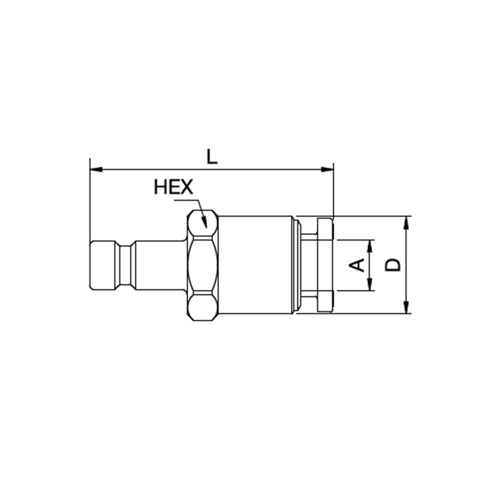 Serie 20 - Straight-Through Han Lynkobling (uden ventil) - Push-In - Messing