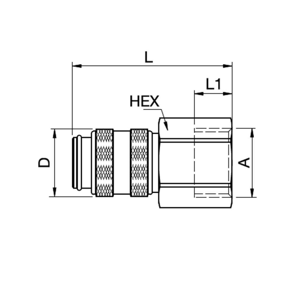 Serie 21 (Formkodet) - Double Shut-Off Hun Lynkobling (med ventil) - Hun Gevind - Messing