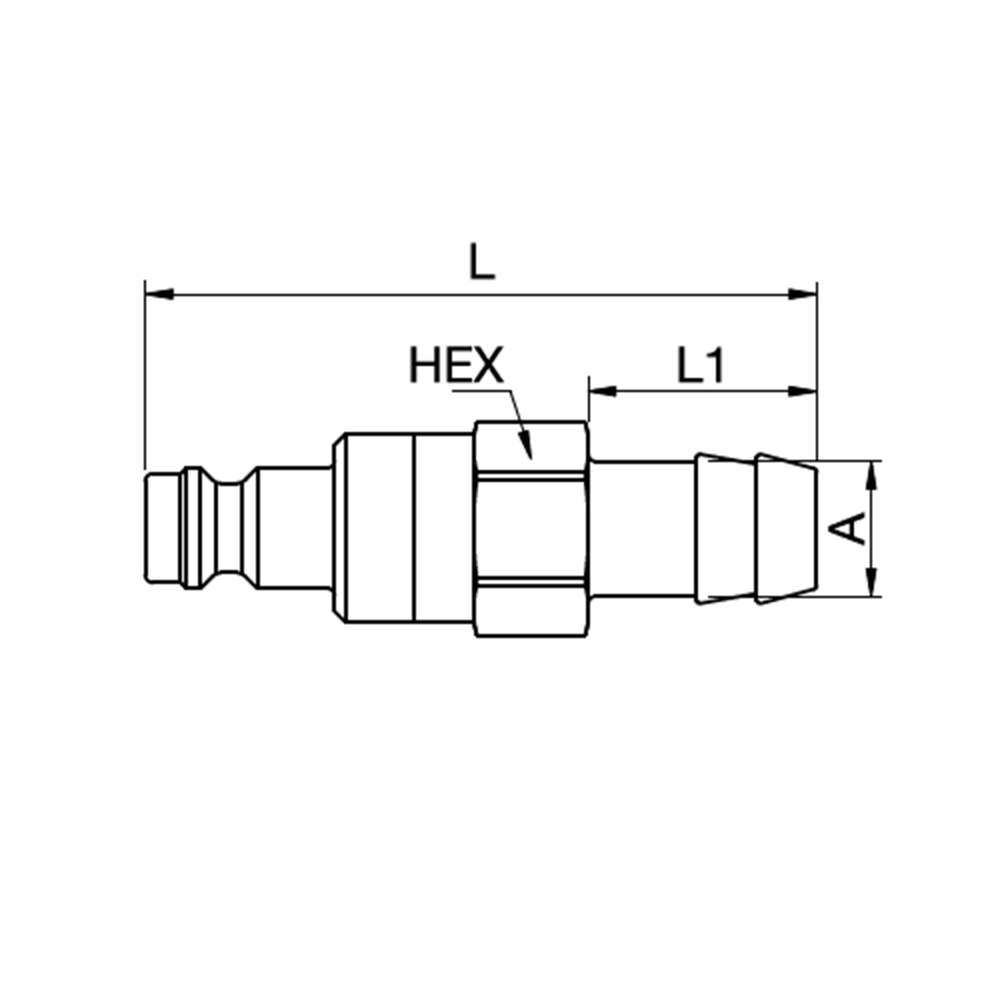 Serie 21 (Formkodet) - Double Shut-Off Han Lynkobling (med ventil) - Slangestuds - Messing