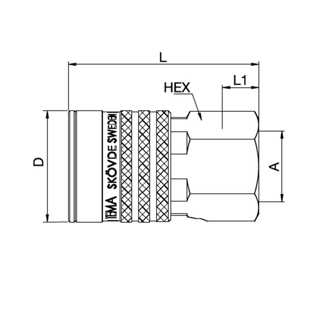 Serie 2100 - Single Shut-Off Hun Lynkobling (med ventil) - Hun Gevind - Messing