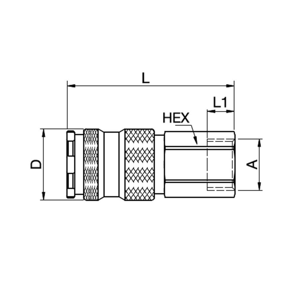 Serie 22 - Single Shut-Off Hun Lynkobling (med ventil) - Hun Gevind - Messing