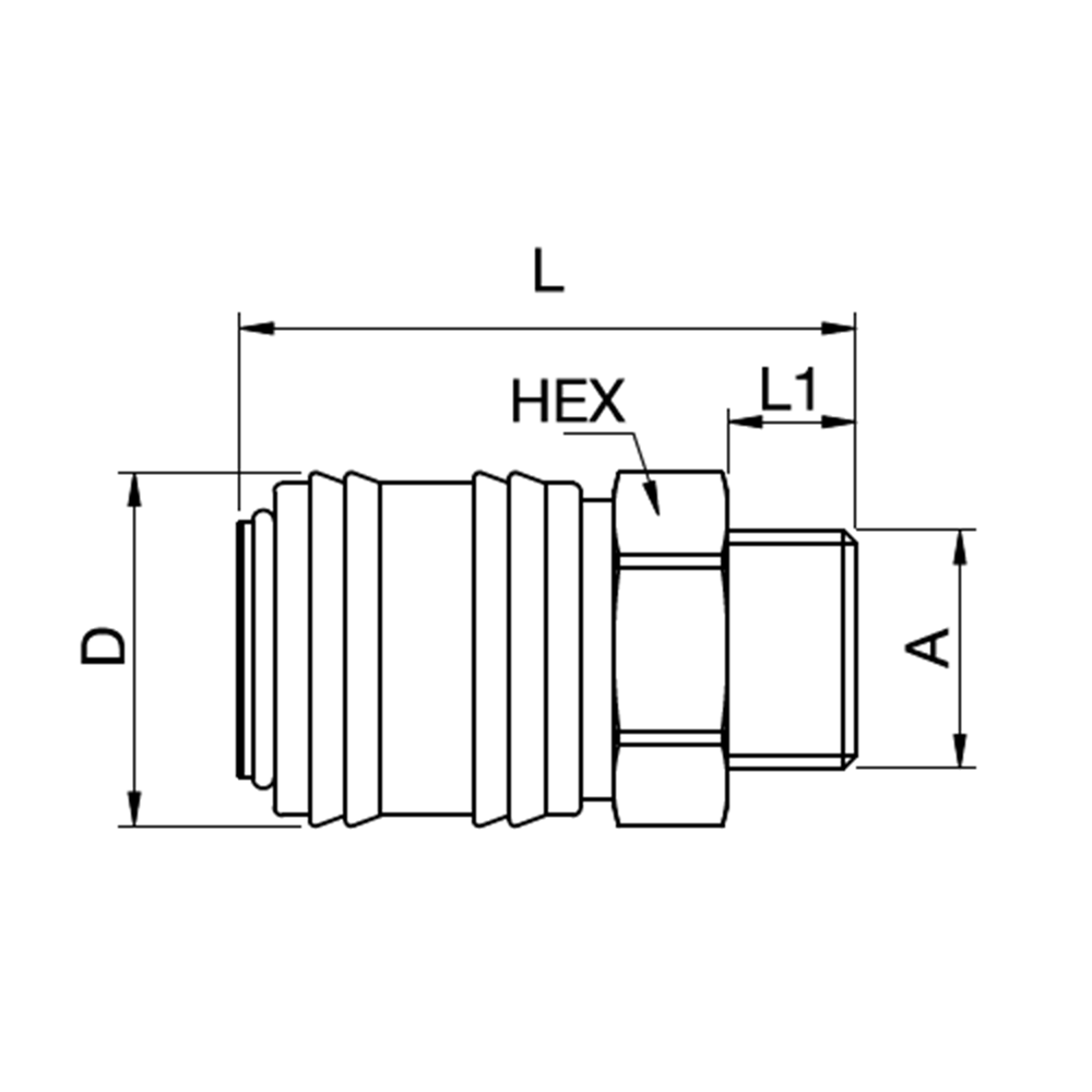 Serie 24 - Single Shut-Off (med ventil) - Han Gevind - Messing
