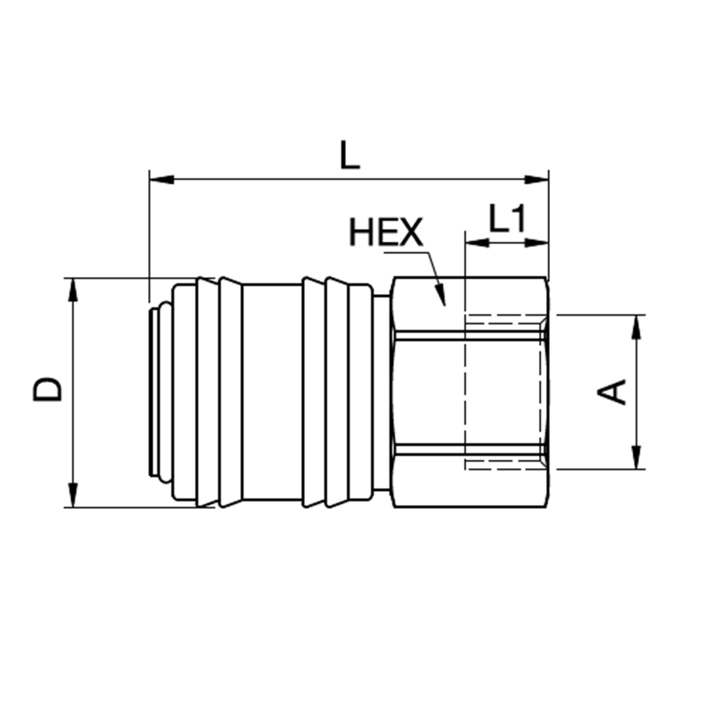 Serie 24 - Single Shut-Off Hun Lynkobling (med ventil) - Hun Gevind - Messing
