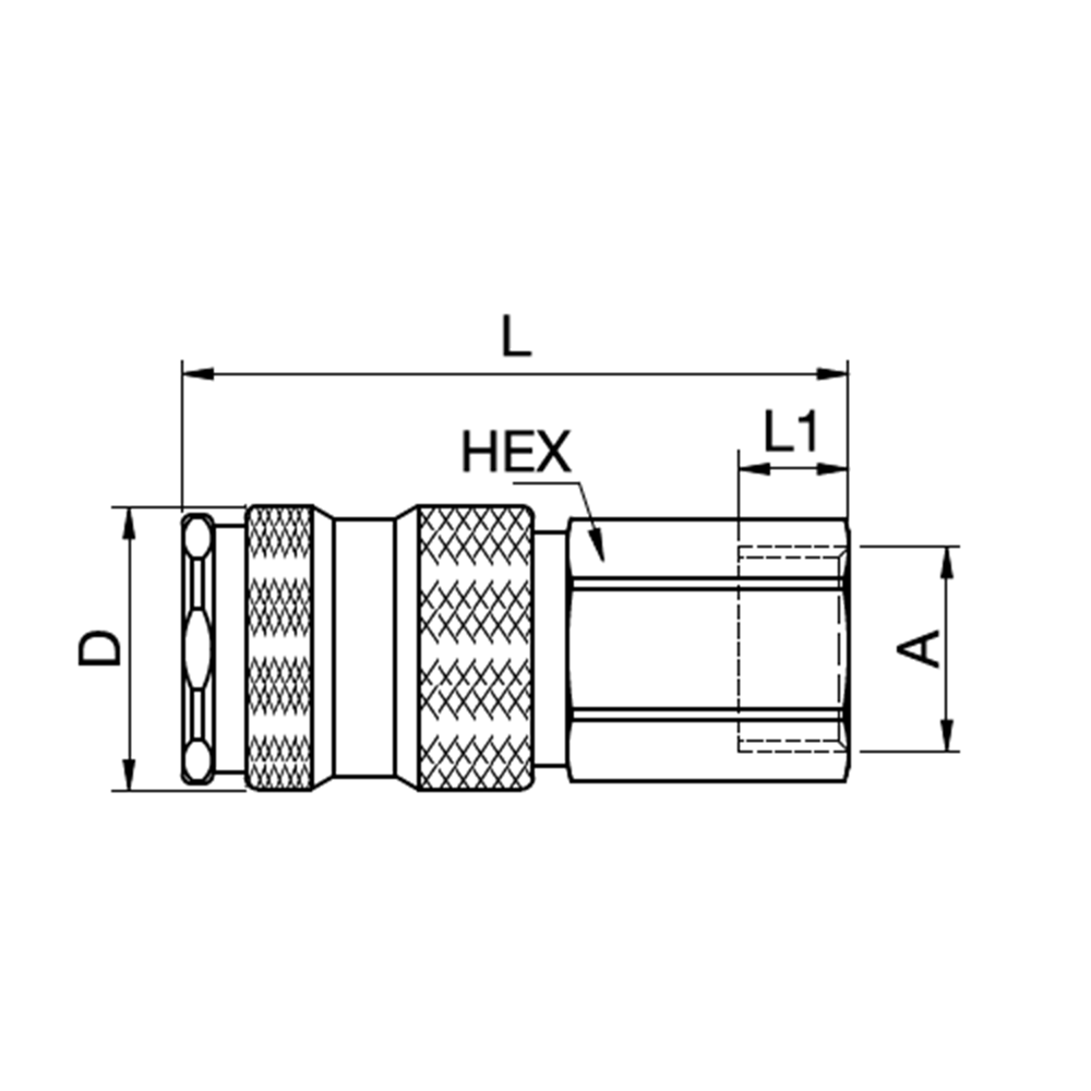 Serie 25 - Single Shut-Off Hun Lynkobling (med ventil) - Hun Gevind - Messing