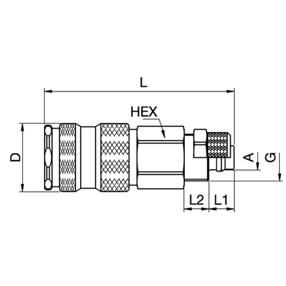 Serie 25 - Single Shut-Off Hun Lynkobling (med ventil) - Med Plastikslange samling - Messing