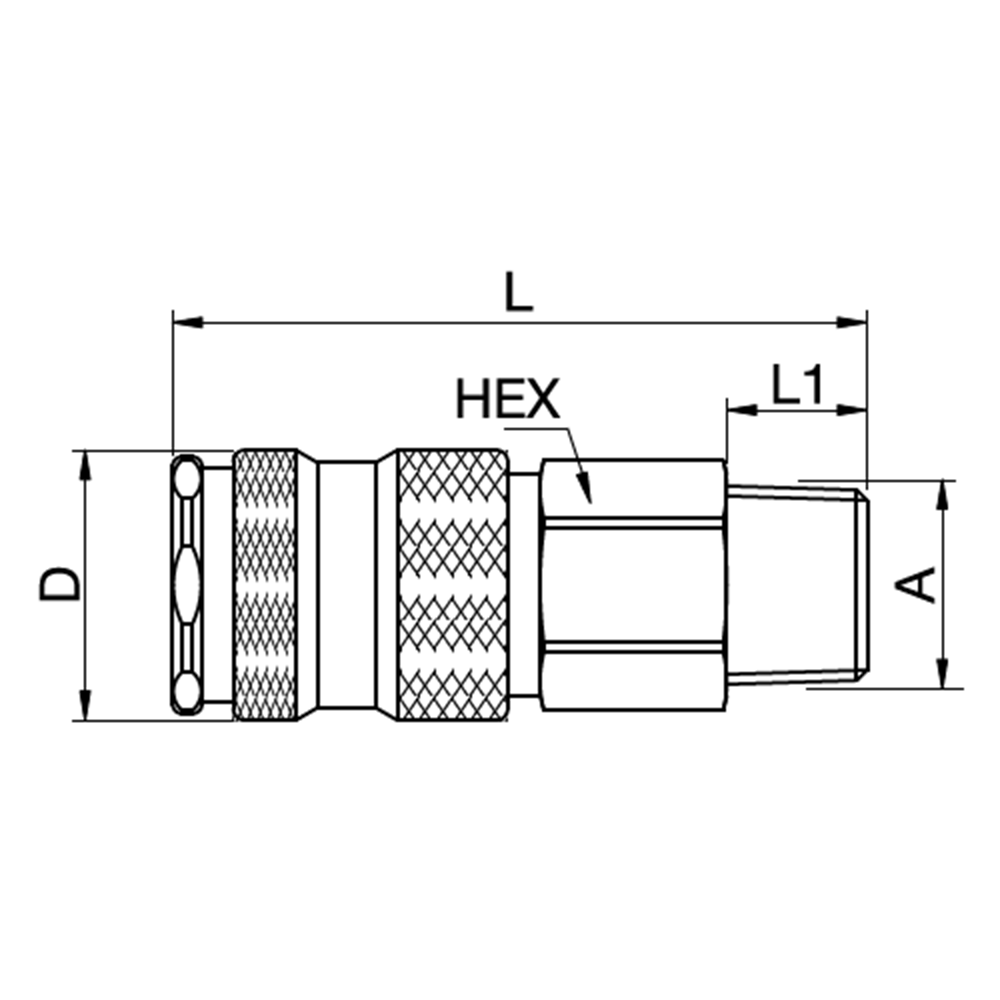 Serie 25 - Double Shut-Off Hun Lynkobling (med ventil) - Han Gevind - Messing