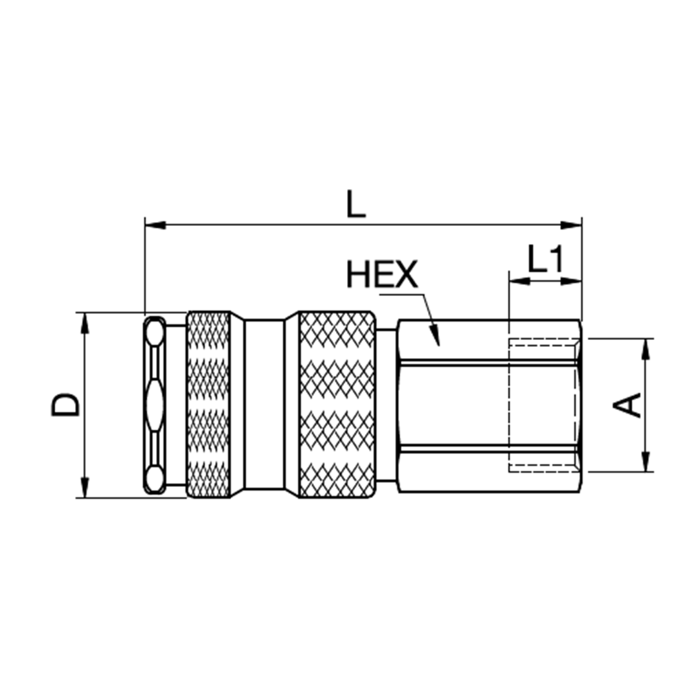 Serie 25 - Double Shut-Off Hun Lynkobling (med ventil) - Hun Gevind - Messing