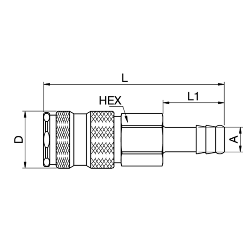 Serie 25 - Double Shut-Off Hun Lynkobling (med ventil) - Slangestuds - Messing