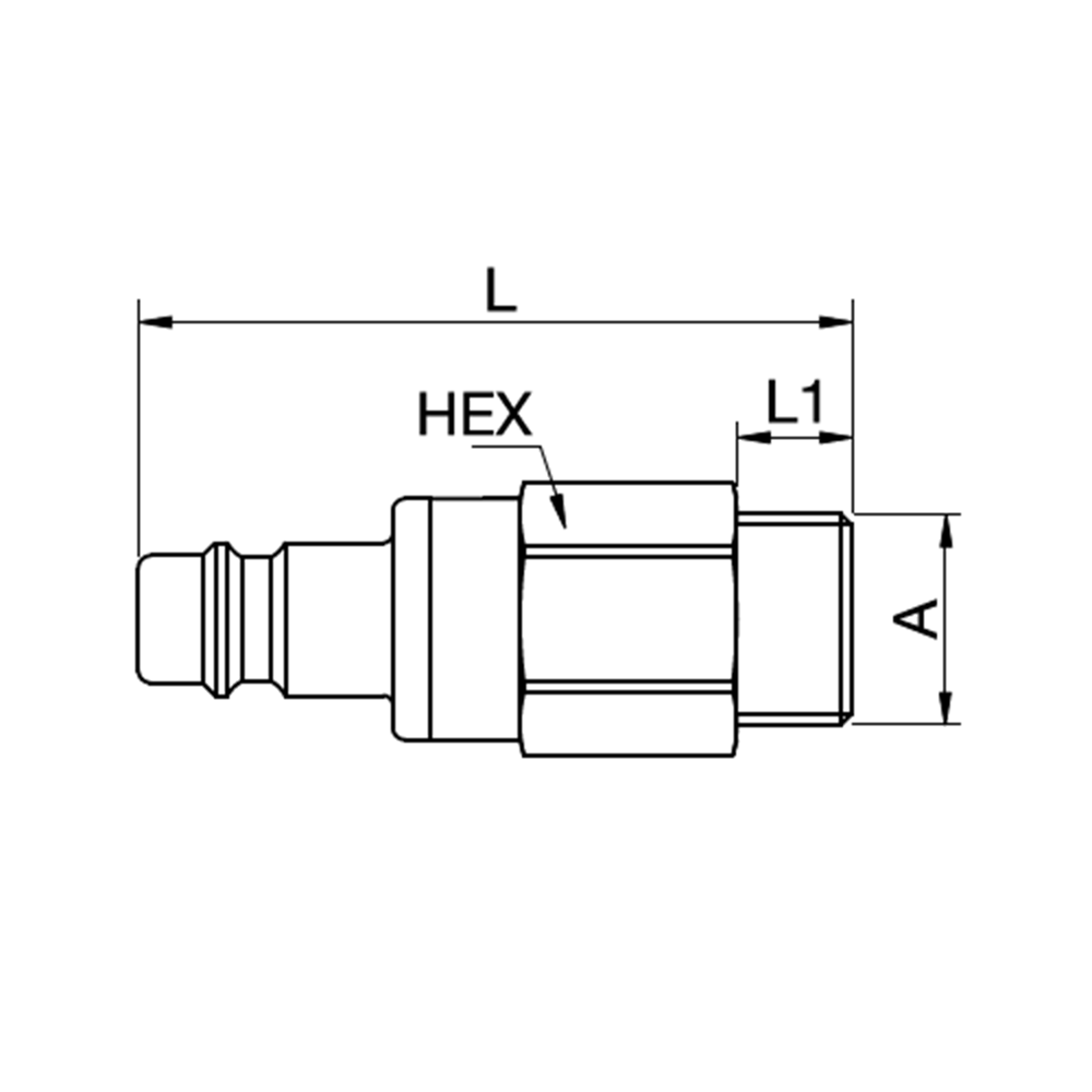 Serie 25 - Double Shut-Off Han Lynkobling (med ventil) - Han Gevind - Messing