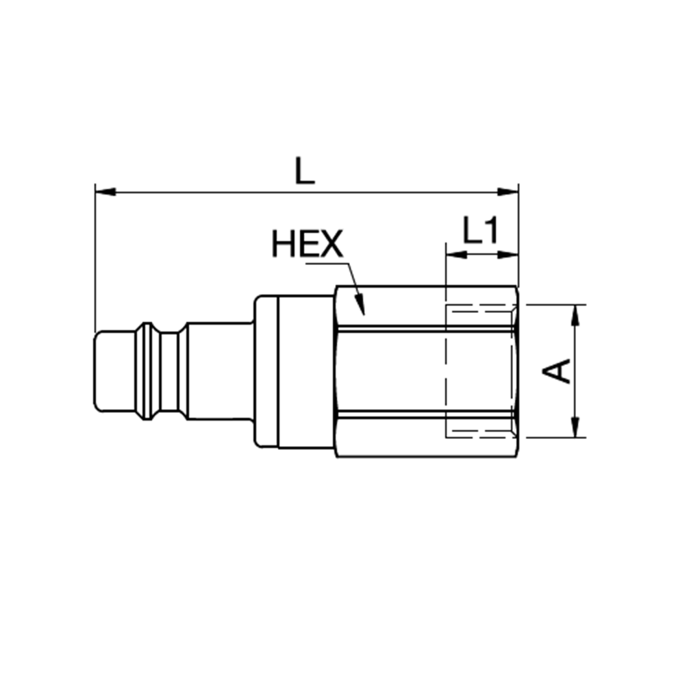Serie 25 - Double Shut-Off Han Lynkobling (med ventil) - Hun Gevind - Messing