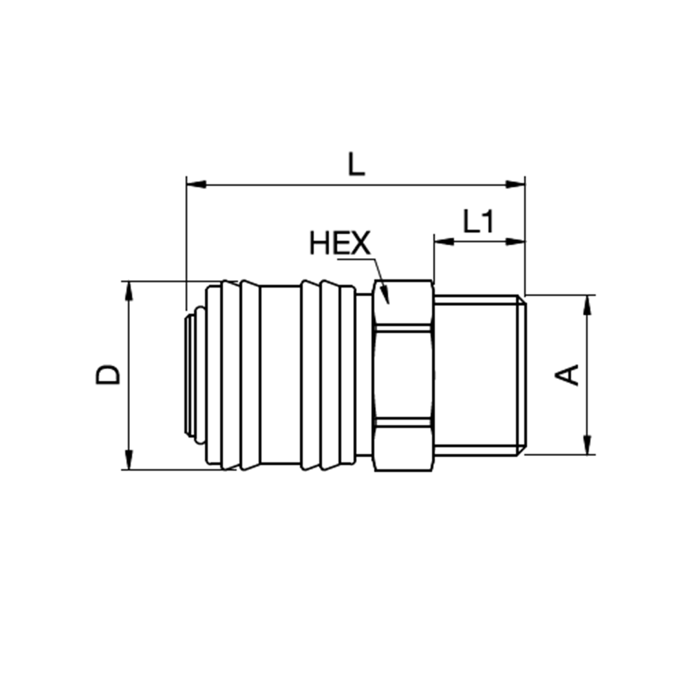 Serie 26 - Single Shut-Off (med ventil) - Han Gevind - Messing