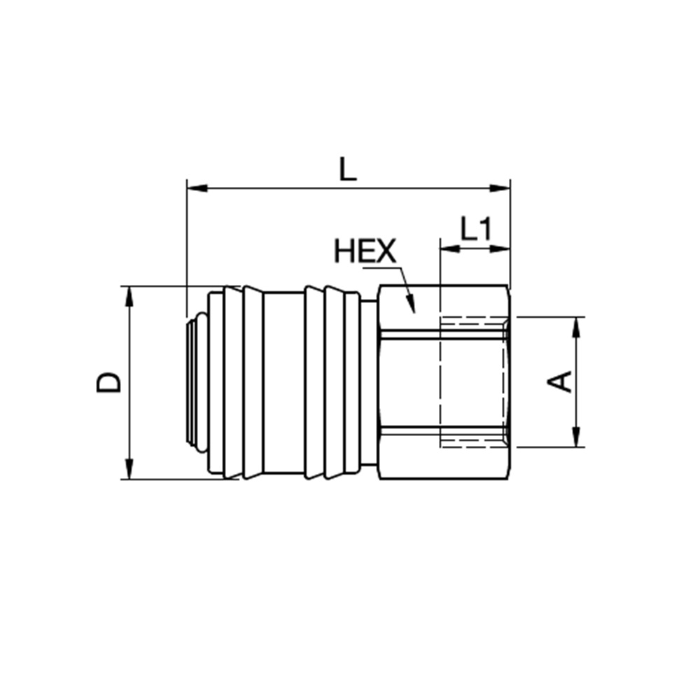 Serie 26 - Single Shut-Off Hun Lynkobling (med ventil) - Hun Gevind - Messing