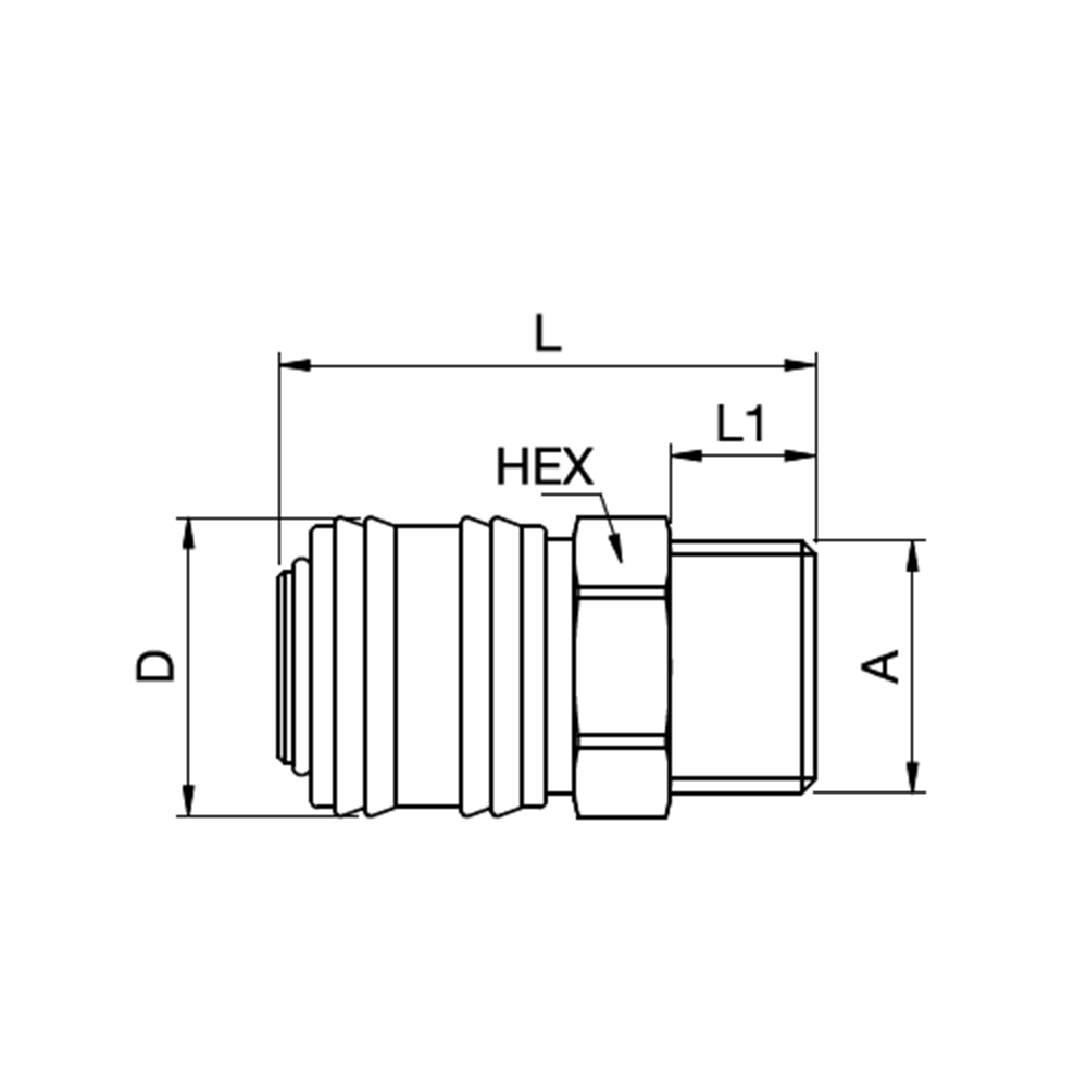 Serie 26 - Double Shut-Off Hun Lynkobling (med ventil) - Han Gevind - Messing
