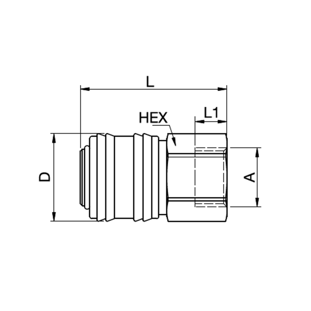 Serie 26 - Double Shut-Off Hun Lynkobling (med ventil) - Hun Gevind - Messing