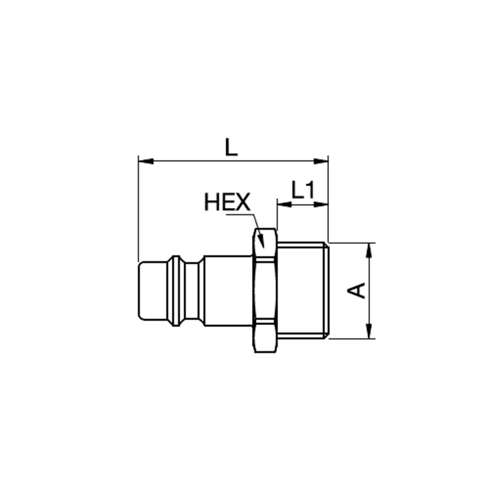 Serie 26 - Straight-Through Han Lynkobling (uden ventil) - Han Gevind - Messing