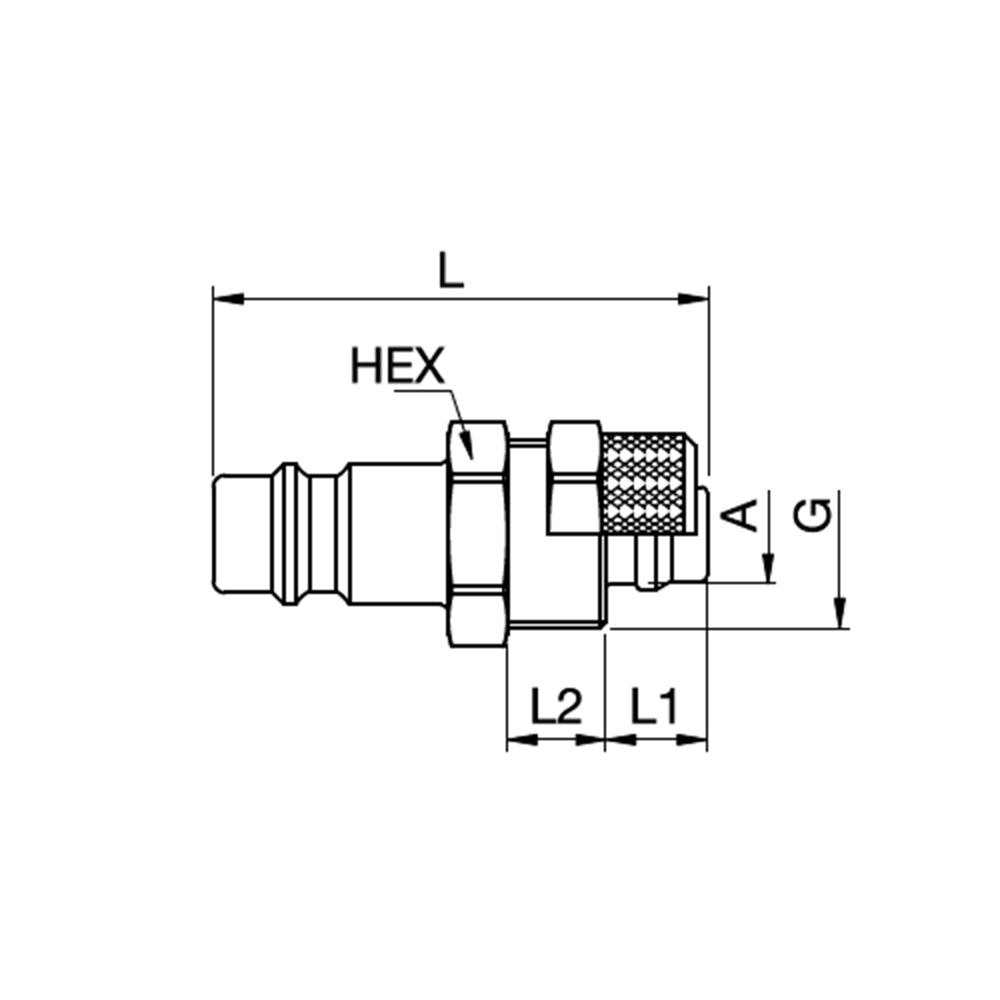 Serie 26 - Straight-Through Han Lynkobling (uden ventil) - Med Plastikslange samling - Messing
