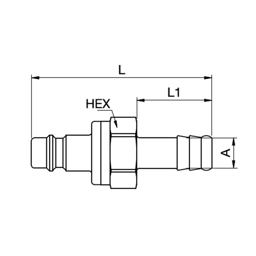 Serie 26 - Recoil Eliminator Han Lynkobling (uden ventil) - Rekyl Eliminator Med Slangestuds - Messing