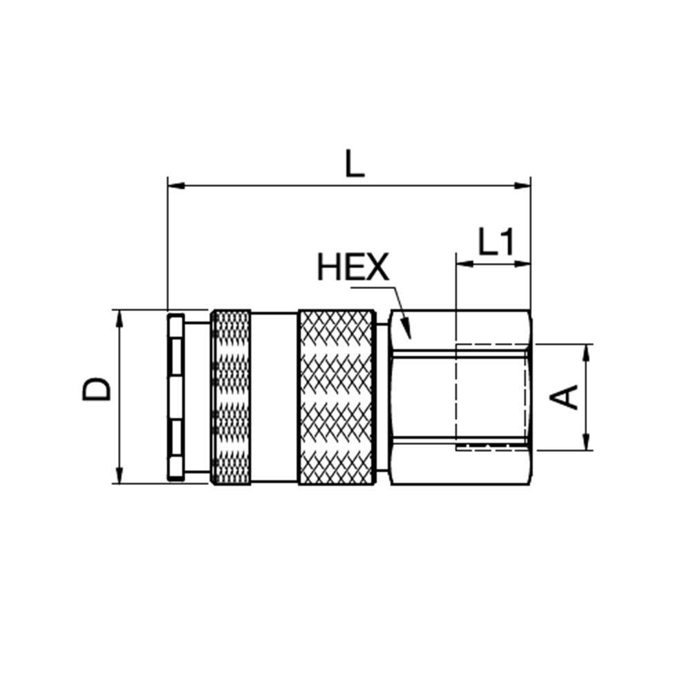 Serie 27 - Single Shut-Off Hun Lynkobling (med ventil) - Hun Gevind - Messing