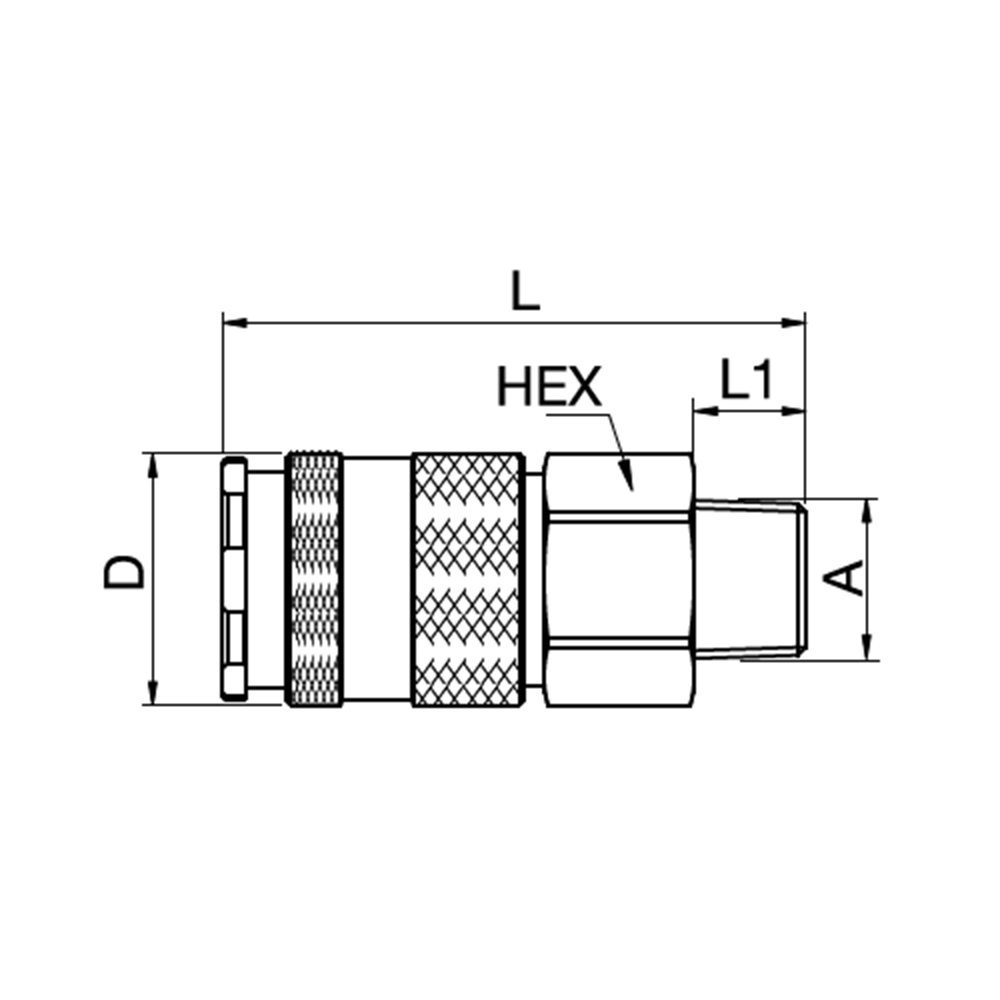 Serie 27 - Double Shut-Off Hun Lynkobling (med ventil) - Han Gevind - Messing