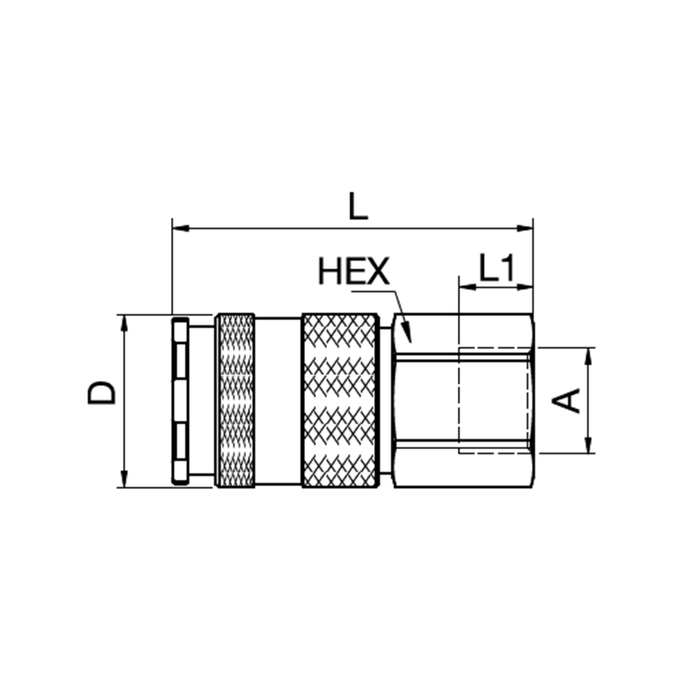 Serie 27 - Double Shut-Off Hun Lynkobling (med ventil) - Hun Gevind - Messing