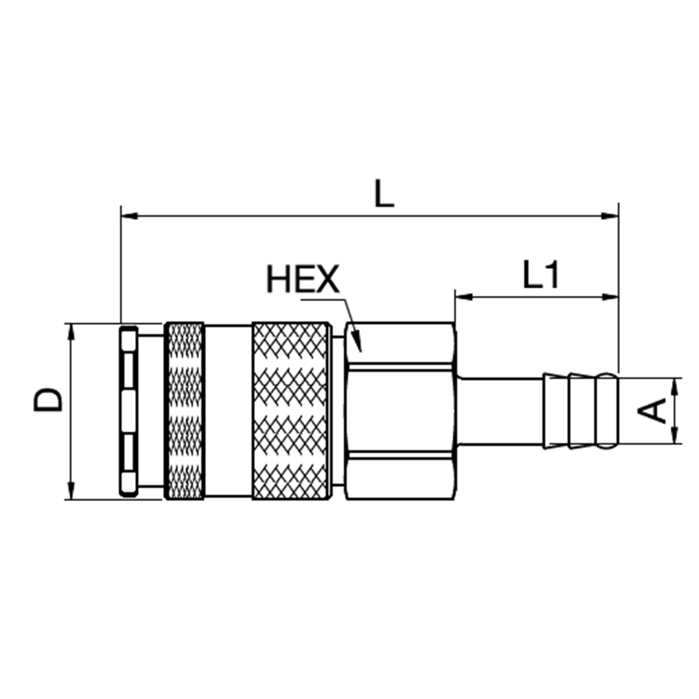 Serie 27 - Double Shut-Off Hun Lynkobling (med ventil) - Slangestuds - Messing