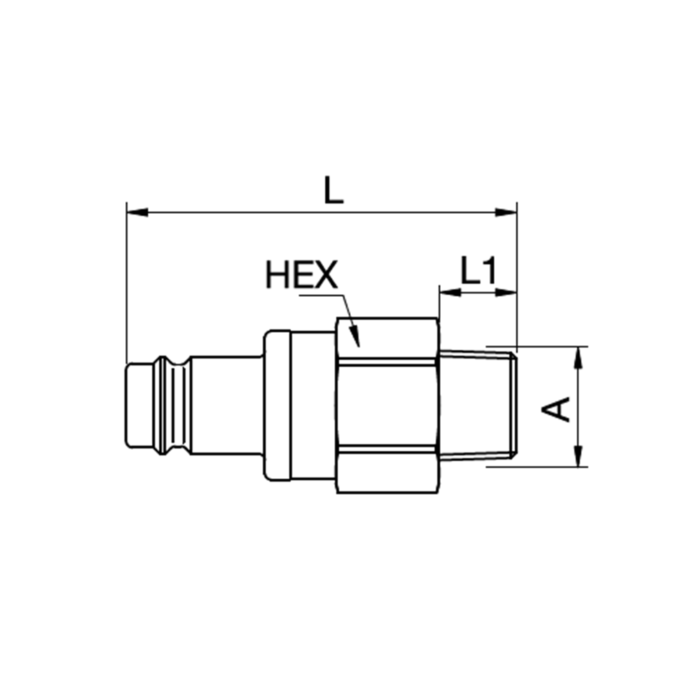 Serie 27 - Double Shut-Off Han Lynkobling (med ventil) - Han Gevind - Messing