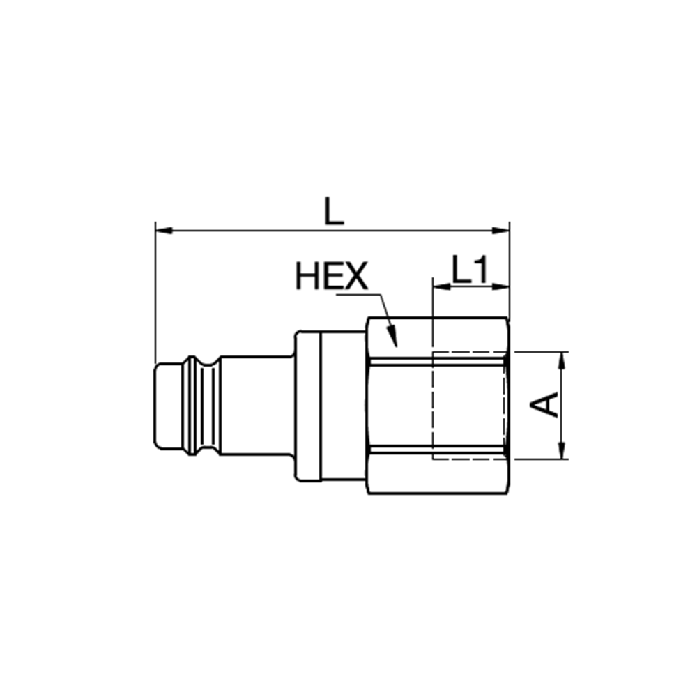 Serie 27 - Double Shut-Off Han Lynkobling (med ventil) - Hun Gevind - Messing