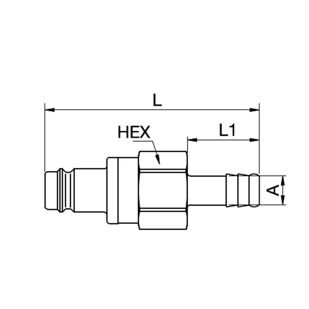 Serie 27 - Double Shut-Off Han Lynkobling (med ventil) - Slangestuds - Messing