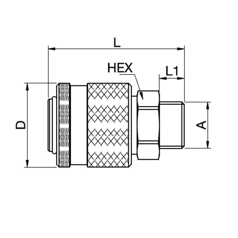 Serie 30 - Single Shut-Off (med ventil) - Han Gevind - Stål