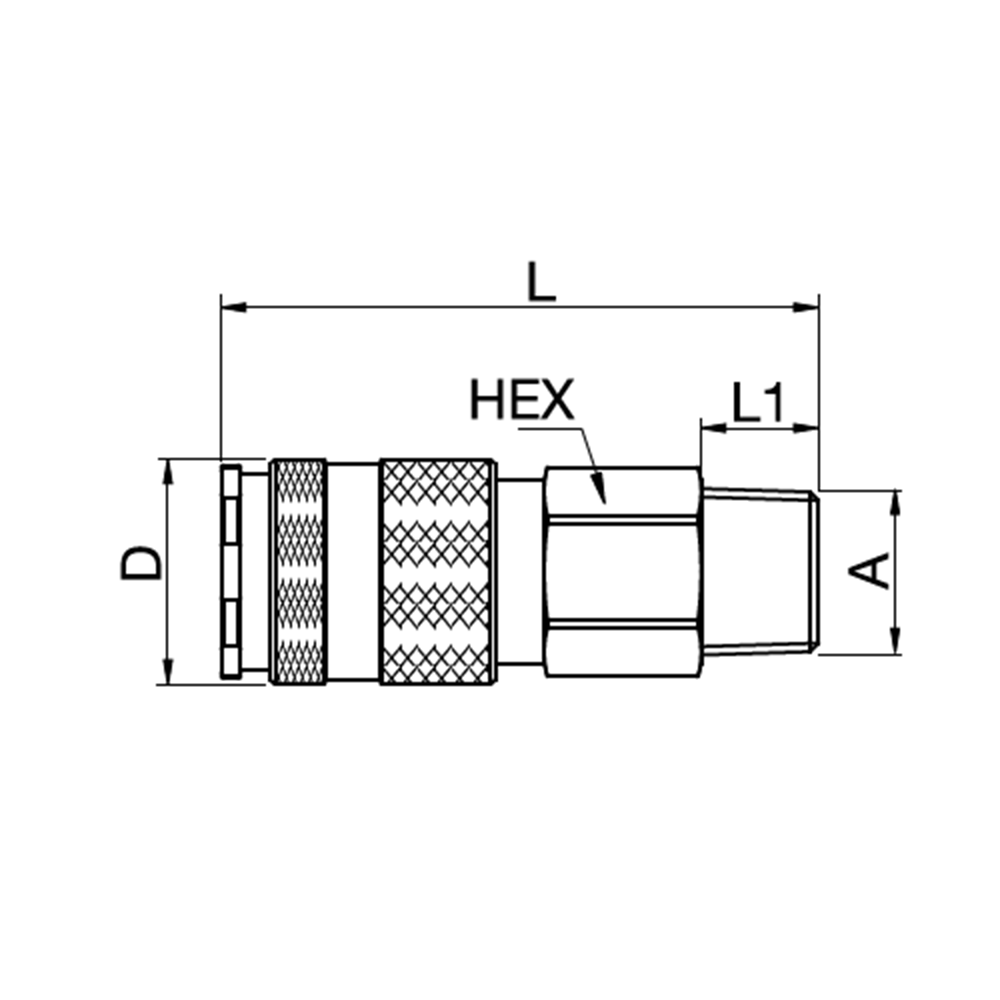 Serie 33 - Single Shut-Off (med ventil) - Han Gevind - Stål