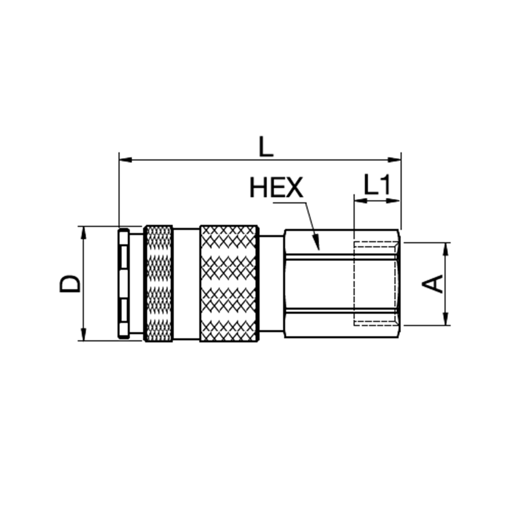 Serie 33 - Single Shut-Off Hun Lynkobling (med ventil) - Hun Gevind - Stål