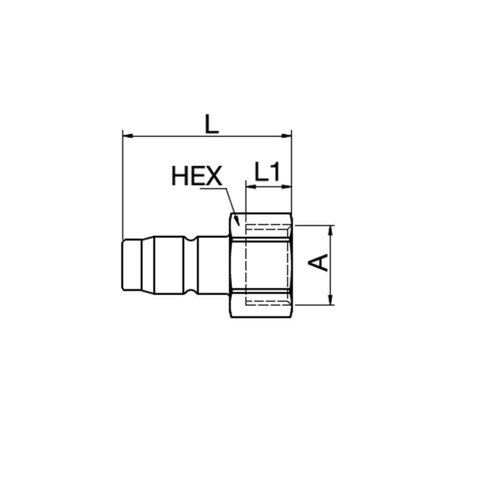 Serie 34 - Straight-Through Han Lynkobling (uden ventil) - Hun Gevind - Stål