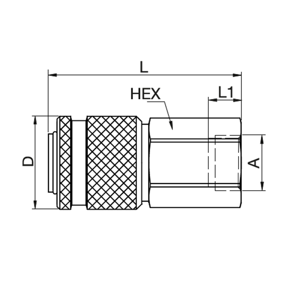 Serie 37 - Single Shut-Off Hun Lynkobling (med ventil) - Hun Gevind - Messing