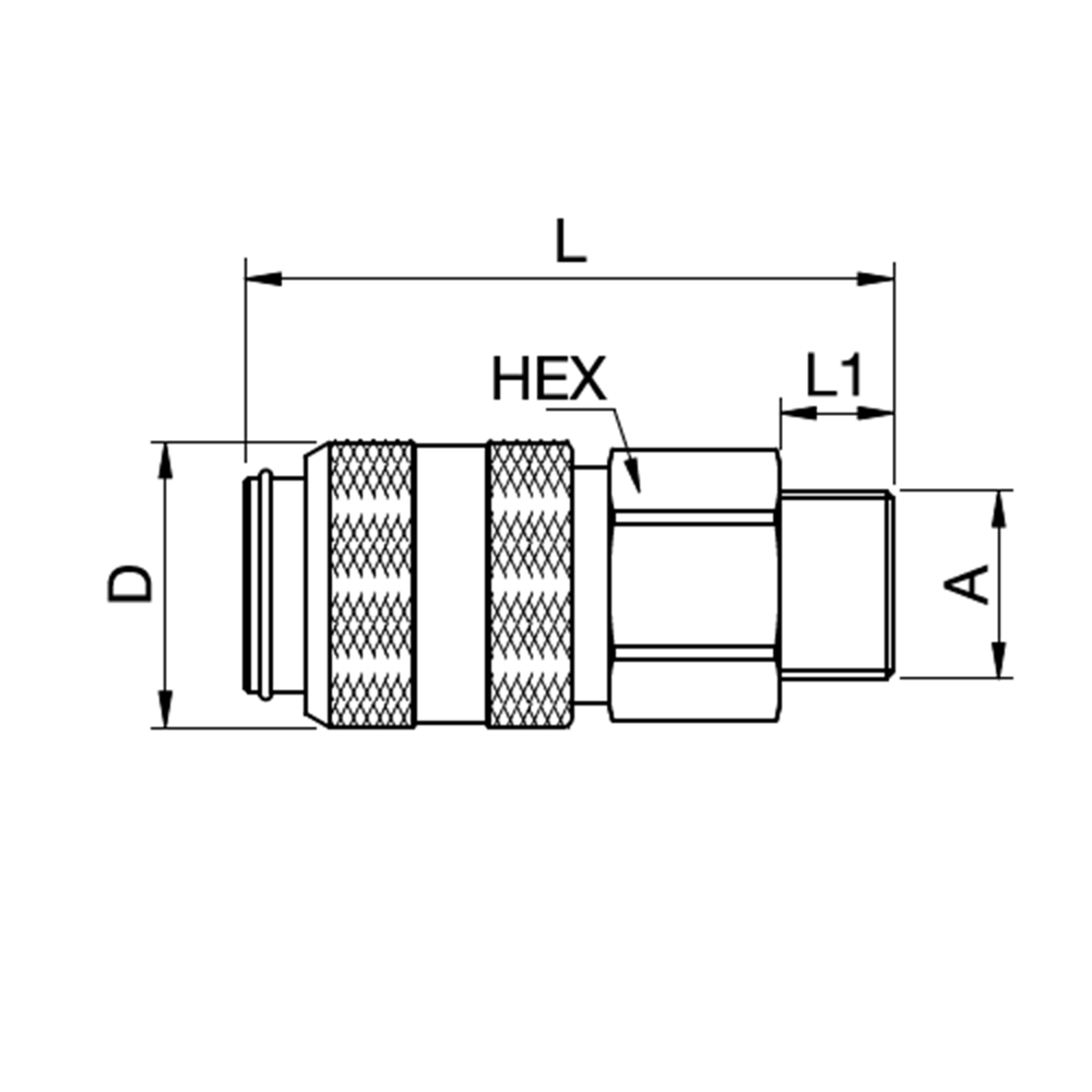 Serie 38 - Double Shut-Off Hun Lynkobling (med ventil) - Han Gevind - Messing