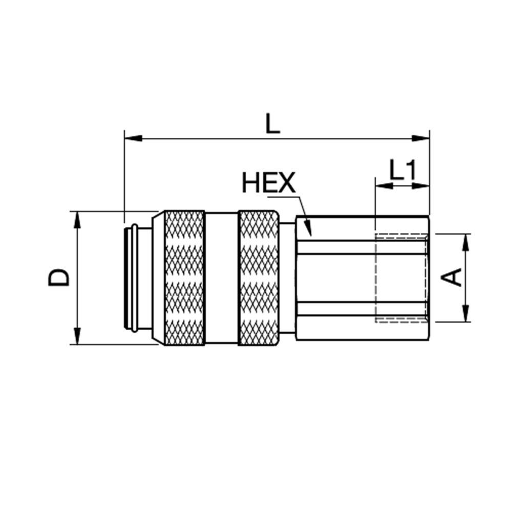Serie 38 - Double Shut-Off Hun Lynkobling (med ventil) - Hun Gevind - Messing