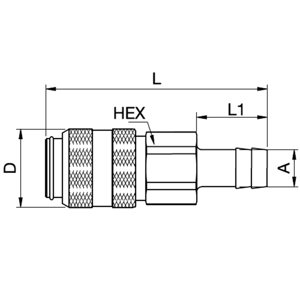 Serie 38 - Double Shut-Off Hun Lynkobling (med ventil) - Slangestuds - Messing