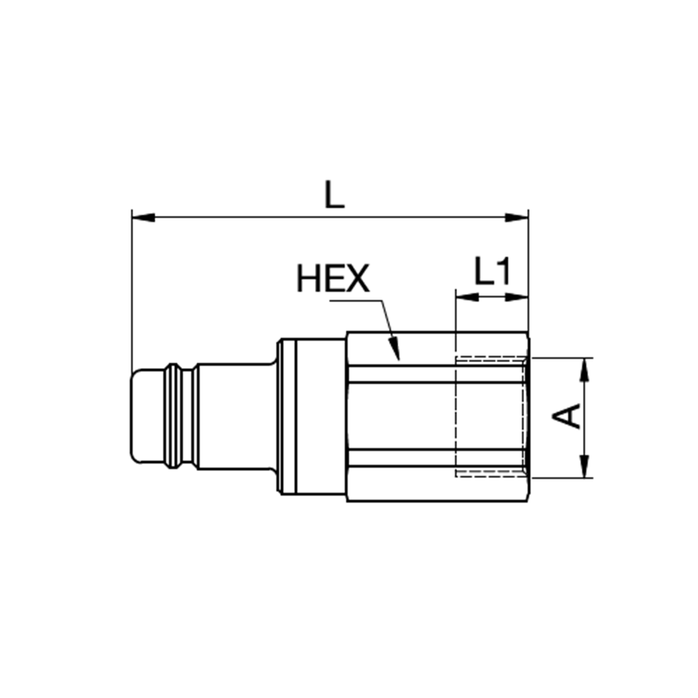 Serie 38 - Double Shut-Off Han Lynkobling (med ventil) - Hun Gevind - Messing